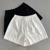 Pantalones Cortos Deportivos Simples Estilo Francés 100% Algodón Cintura Alta para Mujer Verano Cintura Elástica Sueltos Casuales Versátiles Pantalones Cortos Deportivos
