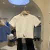 Estilo Coreano Verano 2026 Nuevo Top Corto de Color Sólido Ajustado Versátil Camisa Base de Manga Corta