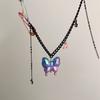 Colar de Cultura Asiática Design Millennium estilo luz de nicho de luxo azul borboleta borla clavícula cadeia pingente de jóias femininas