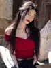 (92% algodón/8% elastano) Camiseta sexy de algodón puro de 210g, 40 hilos, cuello en V cruzado, manga corta, 40 piezas