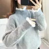 Suéter de Tricô Espesso com Gola Alta para Mulheres, Novo Suéter de Chenille Outono e Inverno 2026, Versátil e de Caimento Solto