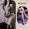 Conjunto Privado de LenceríaCuello Halter Deseo Seductora EsposaPuro Deseo Encaje Transparente Tentación Privada Atractivo Uniforme de Una Pieza