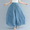Pantalones Culotte de Lino y Algodón Lotte 2026 Estilo Mori Girl Color Sólido con Cintura Elástica, Pantalones Culotte Acampanados Estilo Étnico de 12 Colores