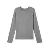 Primavera y Otoño Nuevo Producto Delgado Lana Tencel Suave Ceroso Cuello Redondo Camiseta Base Ajustada Manga Larga Camiseta Top de Mujer