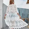Explosiones Europeas y Americanas Encaje Soluble en Agua Transfronterizo Protector Solar de Playa Cardigan Sexy de Vacaciones Blusa de Bikini