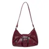 Bolsa Feminina 2026 Novo Estilo Transfronteiriço Ombro Único Plissada Retro Americano Bolsa para o Dia a Dia com Visual Vintage Bolsa de Ombro Biker