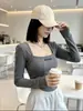 Crop top de manga larga para mujer, otoño e invierno, ajustado, sexy, elegante y perfecto como capa interior