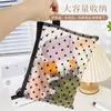 Nova Bolsa de Maquiagem de Malha Portátil Bolsa de Armazenamento de Fone de Ouvido com Cabeça de Troca Portátil Bolsa de Lavagem de Viagem Vermelha com Boca de Amor Flocada