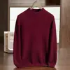 Suéter de cachemira para hombre, tejido de lana de doble hebra de siete puntadas con cuello semialto engrosado, jersey de punto, capa base de lana para otoño e invierno