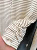 Camiseta de Manga Larga a Rayas Estilo Americano Tiro Medio Falsa de Dos Piezas para Mujer Otoño Estilo Coreano Ajustada Capa Interior Camiseta Base Superior