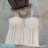 Chaleco de encaje con perlas y tirantes Spice Girl con almohadilla para el pecho, ropa exterior para mujer, ropa interior, hermosa espalda, ropa interior, camiseta base sexy para mujer