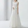 Vestidos de Novia Satinados Redondos Europeos y Americanos al por Mayor Estilo Nuevo 2026 Vestido de Novia con Cola Dropshipping Verano