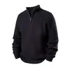 Suéter de moda popular de marca transfronteriza, con media cremallera y cuello alto, en color caqui, gris y negro, en stock, pedido completo, manga larga, cuello redondo