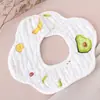 Babadores Impermeáveis Bebê Estilo Coreano Ins, Babadores de Algodão Puro Dupla Face para Bebês, Babadores em Formato de Pétala para Meninas e Meninos