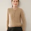 Suéter Jacquard de Cachemira de Moda con Cuello Redondo para Mujer, Suéter de Cuello Semiabierto, Nuevo Versátil Delgado de Punto Calado Base Otoño e Invierno 2026