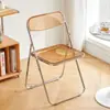 Silla transparente de moda, plegable para sesiones de fotos, silla de comedor acrílica simple con respaldo engrosado