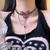 Collar con Colgante de Borla de Uñas de Sauce con Gotas de Agua de Mariposa Roja para Mujer, Dulce, Cool, Punk, Elegante, Moda, Cadena, Cadena Clavicular, Marea