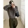 Suéter Rojo Grueso Estilo Japonés con Cuello Polo para Mujer, Nueva Ropa de Punto Otoño e Invierno con Cuello Solapa, Top Casual