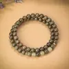 Cuentas Budistas Naturales Yin Chen Mu Pulsera de Madera de Doble Círculo de Seda Dorada Nan para Hombres y Mujeres Nuevo Estilo Chino Accesorios de Cuentas de Oración de Mano Venta al por Mayor