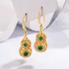 Estilo Nuevo Calabaza Fulu Retro Elegante Jaspe Hetian Nuevo Estilo Chino Estilo Antiguo Calabaza Hueca Aretes para Mujeres con Sensación de Alta Gama