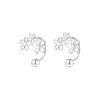 Aretes de tuerca florales de aguja de plata pura S999 para mujer, aretes de perforación de oreja de plata pura, aretes de flor pequeños con un toque de alta gama