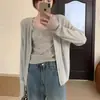 Estilo Coreano Primavera y Verano Nuevo Estilo Borde de Encaje Fresco Chaleco de Temperamento Suave Tirantes Cárdigan de Punto Color Sólido Traje de Dos Piezas para Mujer