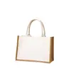 Bolsa de lona pintada a mano de lino al por mayor spot para estudiantes DIY bolsa hecha a mano de yute simple bolsa de mano de lino ecológica