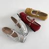 Moda Plata Retro Punta Cuadrada Ballet Zapatos Bajos Planos para Mujer Verano 2025 Nueva Llegada Vestido Zapatos Mary Jane