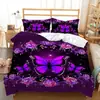 Kit de Impresión Digital de Tres Piezas Mariposa Morada Funda Nórdica 3D Ropa de Cama Amazon AliExpress Venta al por Mayor