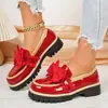 Comercio Exterior Tallas Grandes Otoño 2026 Nuevo Estilo Zapatos Planos Casuales de Suela Gruesa Color Sólido Mocasines con Adorno de Moño Slip-On