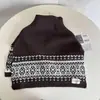 Xale Jacquard Preto Fair Isle de Gola Alta para Mulheres, Peça de Roupa Externa Tricotada Elegante, Quente e Resistente ao Frio de Inverno