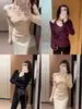 [Hilo de Mecha Lavable] Suéter de punto estilo coreano con cuello halter y escote en V retorcido para mujer, nueva colección otoño/invierno, estilo puro y seductor, diseño de dos piezas simulado
