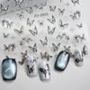 Pegatinas para Uñas de Arena Líquida Plateada Mariposa Retro de Moda Pegatinas Decorativas de Mariposa Adhesivas de Lujo de Alta Gama