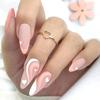 Amêndoa Fosca Armadura Amor Onda Francesa 24 Caixas Unhas Postiças Europeias e Americanas Patch de Arte para Unhas Dia dos Namorados Rosa
