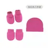 Comercio Exterior Otoño e Invierno Conjunto de Gorro y Guantes Anti-Rayaduras para Bebé Recién Nacido Gorro de Punto de Color Sólido Gorro para Bebé Suministros para Bebé