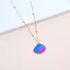 Colar de Concha Natural com Corrente de Aço Inoxidável, Pingente de Concha Estilo Boho Praia com Bordas Banhadas a Ouro, Item Quente Transfronteiriço