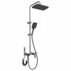 Juego de ducha de aluminio espacial, grifería de ducha minimalista negra, resistente a la corrosión y duradero, regadera superior grande con regadera de mano