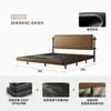 Nueva Cama Doble de Acero al Carbono Estilo Italiano Lujo Ligero Cabecero de Cuero Ajustable Minimalista Moderno para Dormitorio Principal