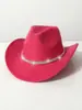 Chapéu de Cowboy Ocidental de Feltro com Acessórios de Faixa de Chapéu Embelezada com Strass de Três Fileiras de Luxo Leve, Chapéu Elegante para Festa de Casamento de Mulheres, Chapéu Jazz