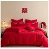 Juego de ropa de cama para boda, juego de cuatro piezas, nuevo estilo 2026 sábana y funda de edredón, rojo para recién casados, para la habitación nupcial