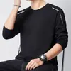 [Envio Rápido] Camiseta Masculina de Manga Longa, Roupa Íntima Masculina de Outono, Corte Amplo, Camada Base Elástica, Camiseta Masculina Estampada