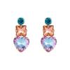 Brincos de tarraxa geométricos de amor simples e versáteis, novos, da moda, transfronteiriços europeus e americanos, brincos de liga com cristal de diamante para mulheres, atacado