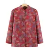 Nueva chaqueta estilo chino con cuello mao y botones decorativos, adecuada para mujeres de mediana edad y mayores, con estampado floral retro, corte holgado y disponible en tallas grandes para primavera y otoño.