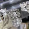 Anel Versa com linhas geométricas cruzadas e design de nicho, banhado a ouro, com zircônia microincrustada, pulseira minimalista enrolada de personalidade