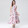Amazon Transfronteiriço Elegante Moda Primavera/Verão 2025 Vestido Sem Mangas de Cintura Alta Estampado Saia A-Line