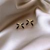 Aretes de Perlas con Lazo de Aguja de Plata Diseño Nicho Modernos Versátiles Aretes de Circonita Lujo Ligero Aretes de Alta Gama Venta al por Mayor