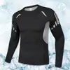 Ropa deportiva transfronteriza para hombre, camiseta de compresión deportiva, seda de hielo de secado rápido de alta elasticidad, manga larga para correr y entrenamiento, camiseta de manga larga para hombre