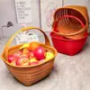 Cesta Trançada Plástica Imitação de Bambu, Cesta Portátil para Vegetais, Cesta de Armazenamento para Colheita de Frutas, Cesta Quadrada Portátil para Compras Domésticas