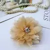 Tela de seda brillante arrugada estilo coreano de 9 cm con centro de flor bicolor para accesorios DIY, pasadores de pelo, decoraciones para zapatos al por mayor
