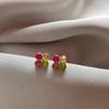 Aretes de Flores Coloridos para Mujer, Pequeños y Elegantes, Combinan con Todo, 2024 Nueva Moda, Celebridad de Internet de Corea del Sur, Aretes de Alta Gama